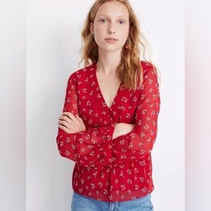 Madewell V-neck Peplum Top MSRP: $98.00 Sz M